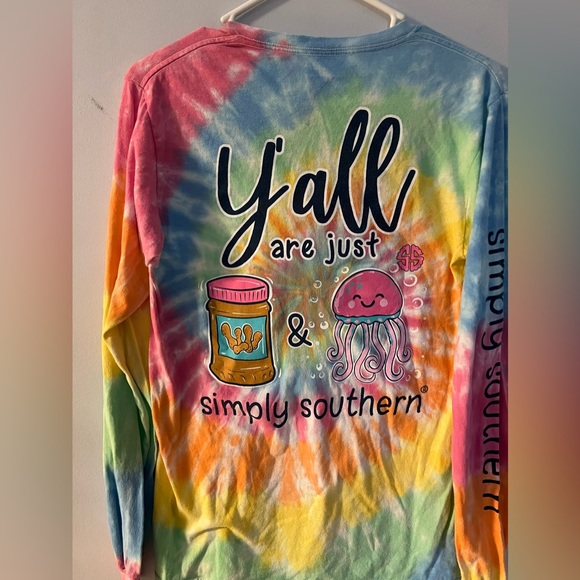 Simply Southern Tye-Dye size Small “Ya’ll are just PB & Jellyfish” long sleeve - Picture 10 of 14